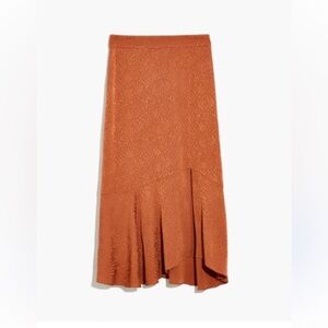 Madewell Flounce Hem Midi Skirt in Burnt Orange